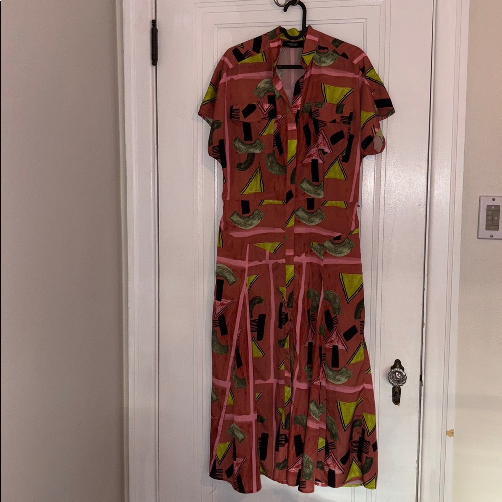 Rachel Comey Pink Abstract Print Midi Dress